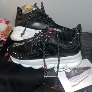 Versace Chain Reaction Black/White Mesh Low Sneakers